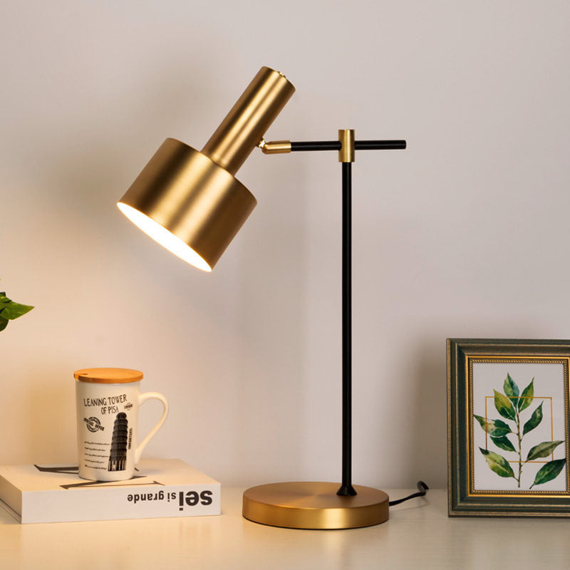 Retro Copper Brushed LED Table Lamp – Adjustable Angle Reading Light for Bedroom & Office