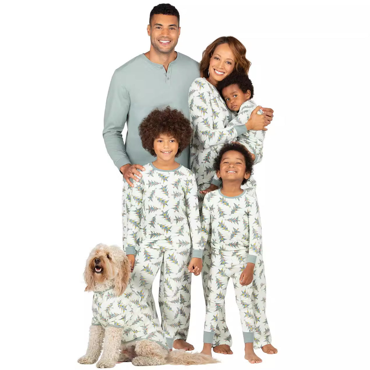 Christmas Tree Print Green Family Matching Christmas Pajamas