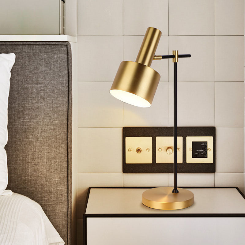 Retro Copper Brushed LED Table Lamp – Adjustable Angle Reading Light for Bedroom & Office