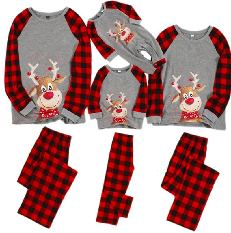 Christmas Reindeer Plaid Print Family Matching Christmas Pajamas