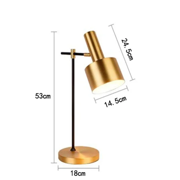 Retro Copper Brushed LED Table Lamp – Adjustable Angle Reading Light for Bedroom & Office