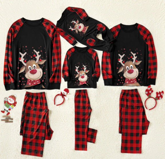 Christmas Reindeer Plaid Print Family Matching Christmas Pajamas