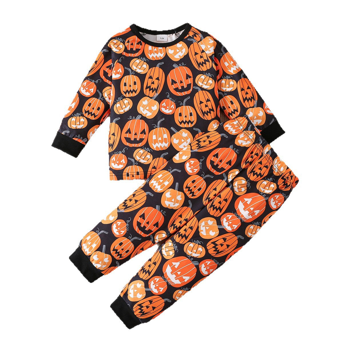 All-Over Pumpkin Print Long Sleeve Top & Pants Set