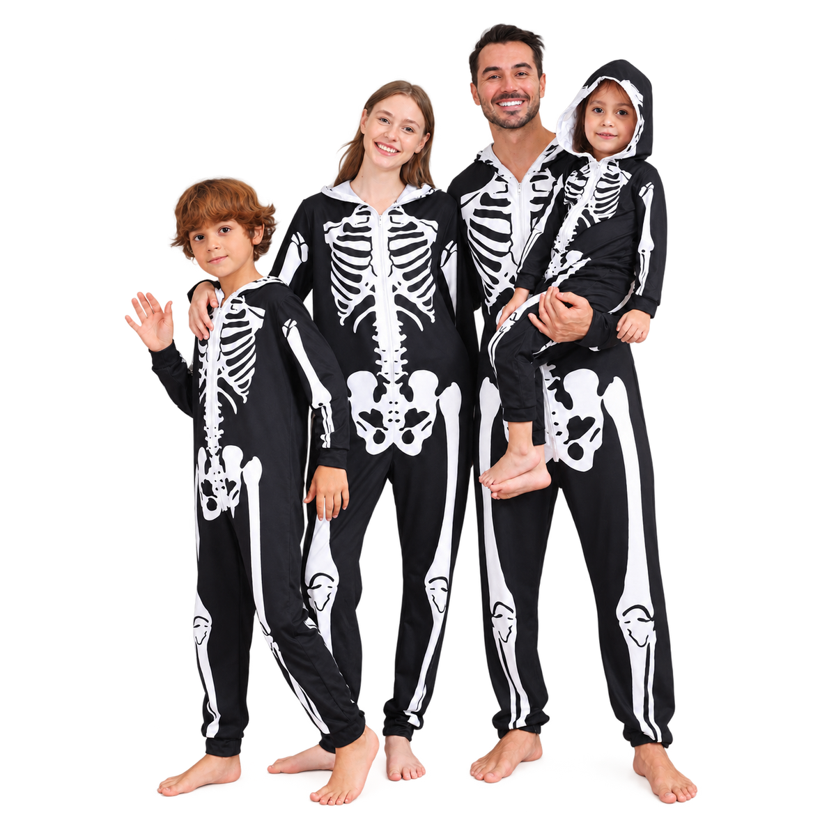 Black Skeleton Family Matching Halloween Pajamas