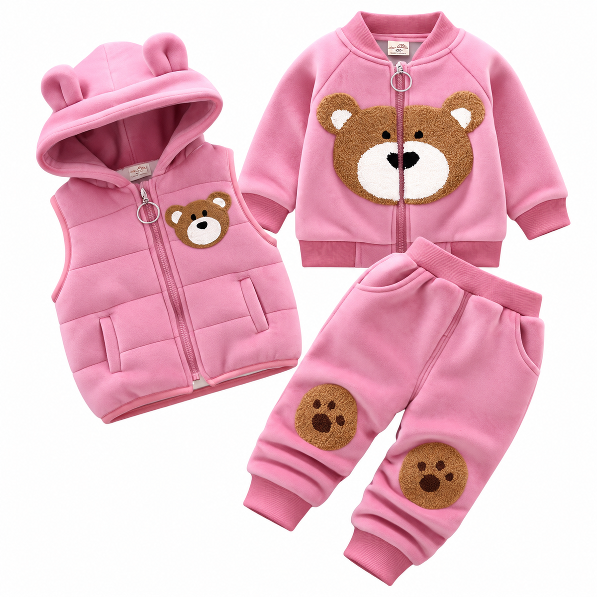Fleece-Lined Bear 3-Piece Winter Outfit for Babies & Toddlers