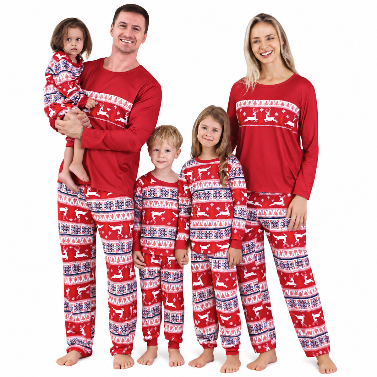 Red Christmas Reindeer Family Matching Christmas Pajamas