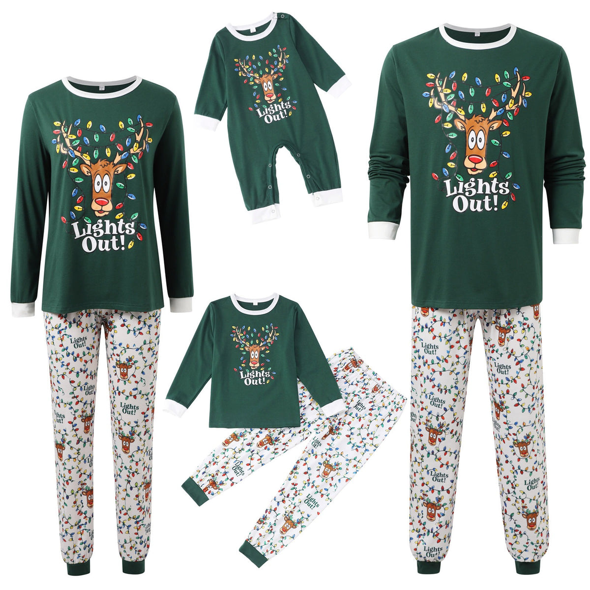 Light-Up Reindeer Family Matching Christmas Pajamas