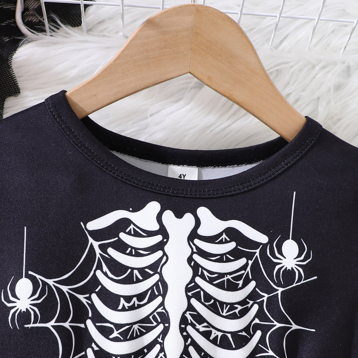 Girls' Halloween Skeleton Spider Web Tutu Dress