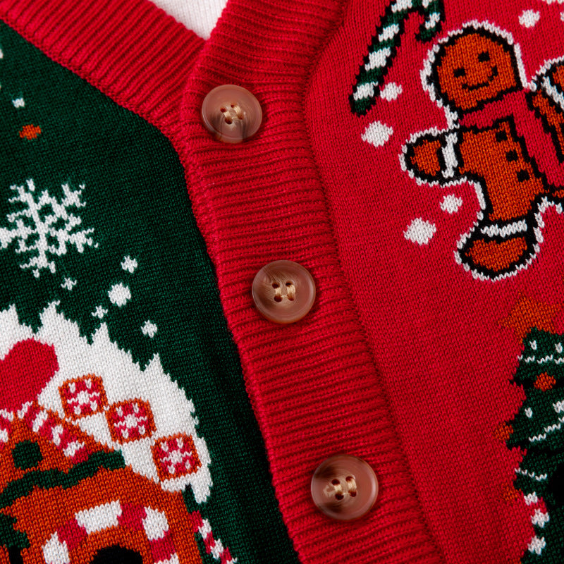 Boys & Girls' Christmas Gingerman Snowman Knit Cardigan
