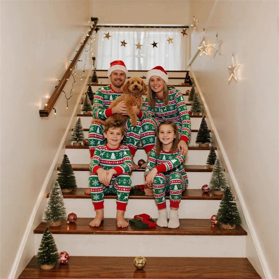Cartoon Snowflake Reindeer Family Matching Christmas Pajamas