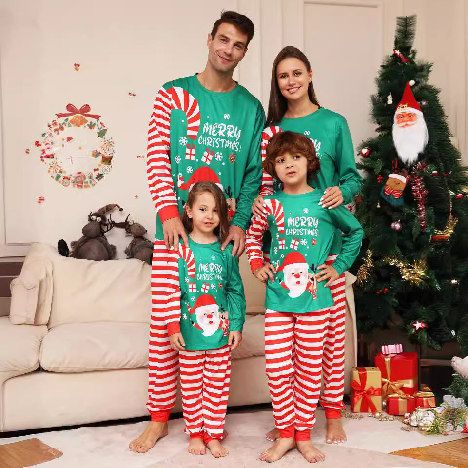 Santa Claus Red Stripes Family Matching Christmas Pajamas