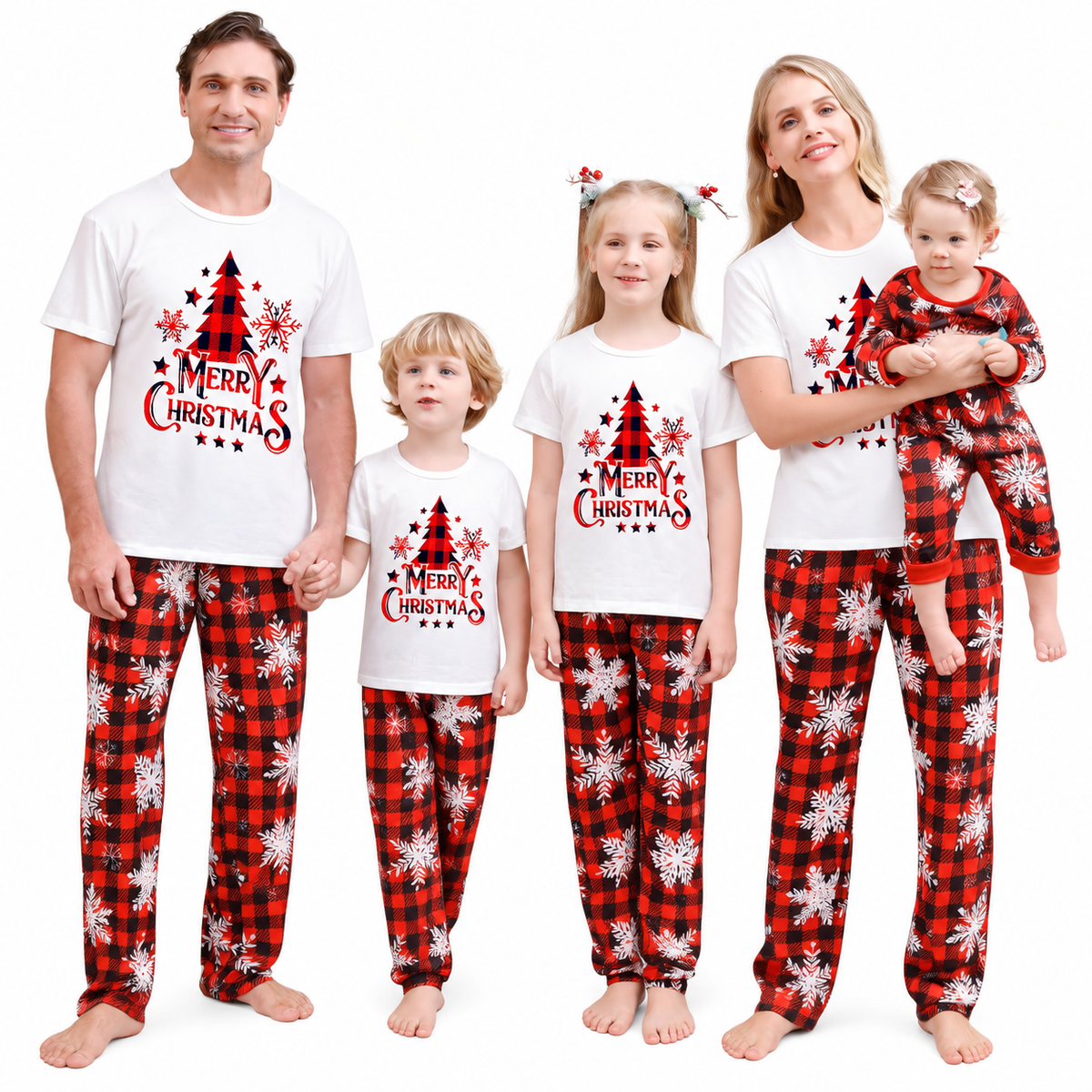 Christmas Reindeer Snowflakes Matching Christmas Pajamas