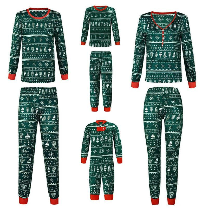 Green Christmas Print Family Matching Christmas Pajamas