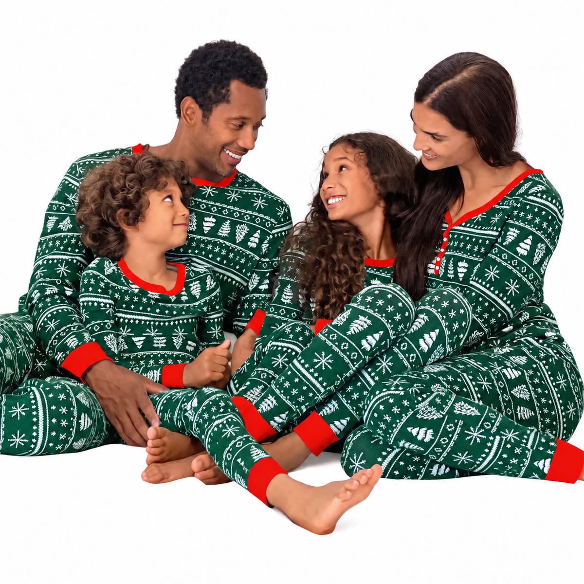 Green Christmas Print Family Matching Christmas Pajamas