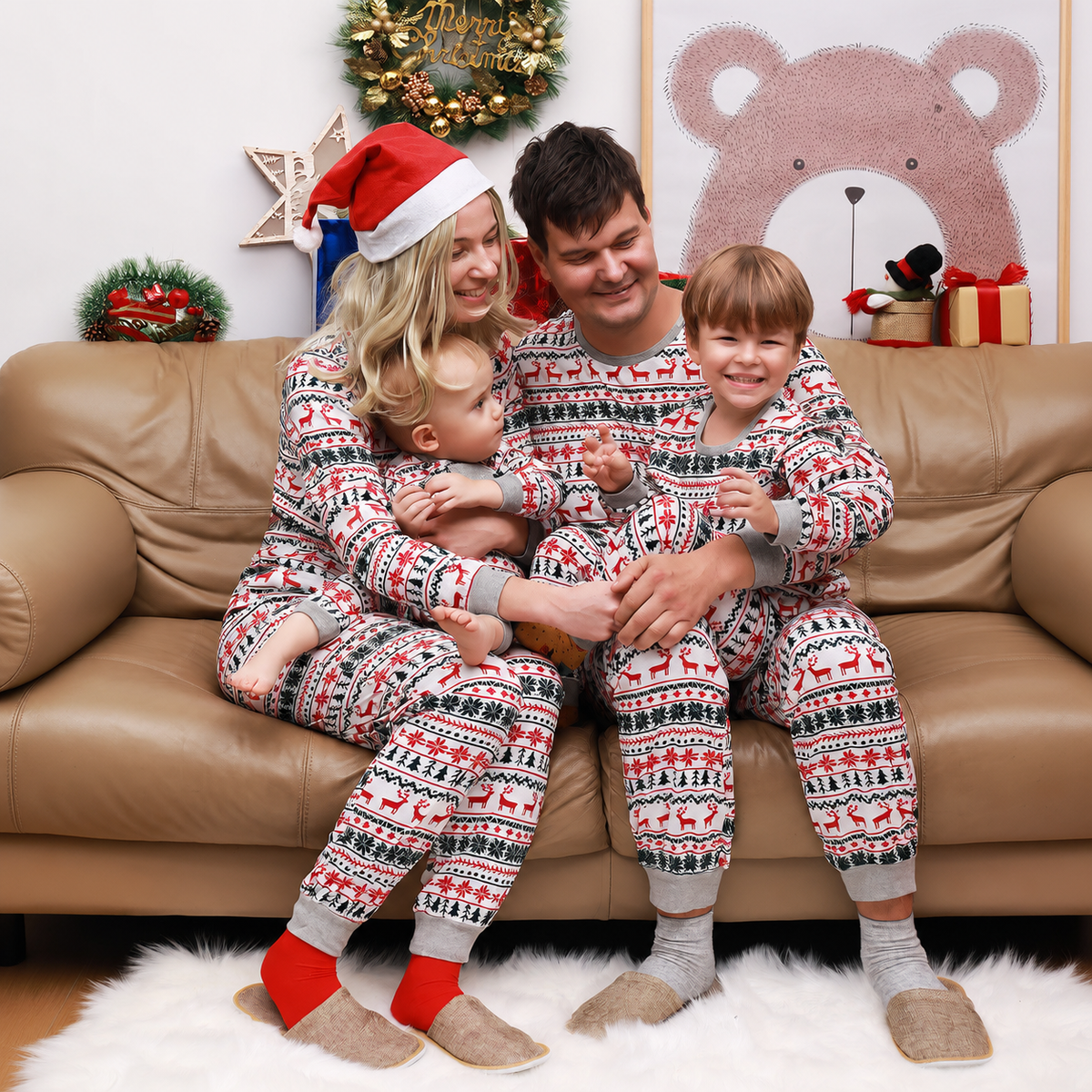 Christmas Reindeer Christmas Tree Family Matching Christmas Pajamas