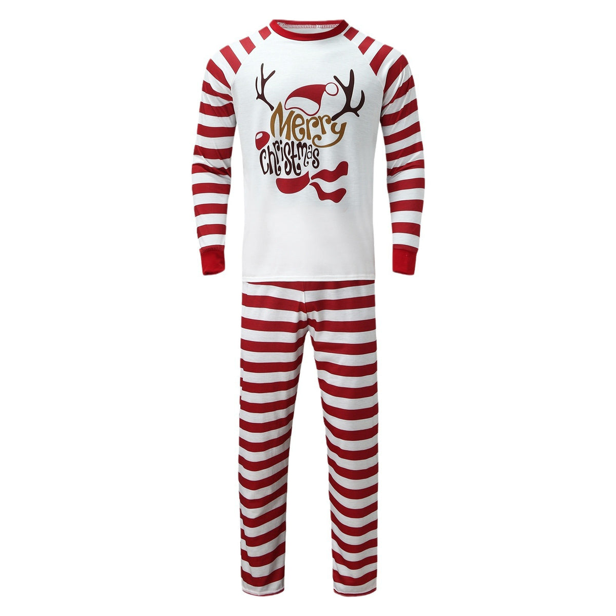 Christmas Reindeer Stripes Print Family Matching Christmas Pajamas