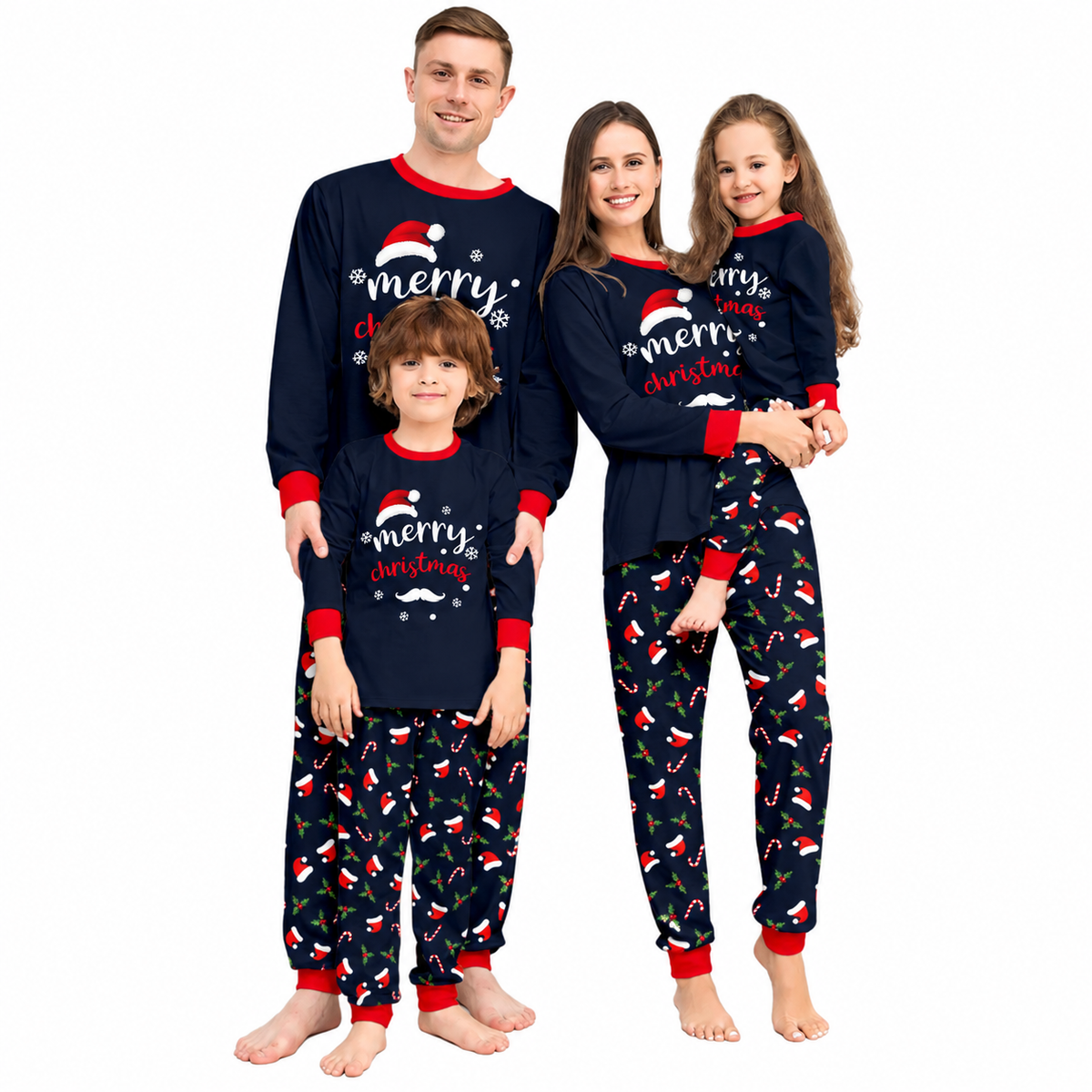 Santa Hat & Candy Cane Family Matching Christmas Pajamas