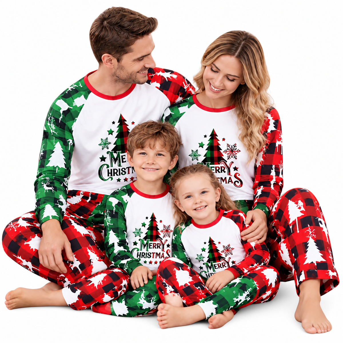 Red And Green Christmas Tree Family Matching Christmas Pajamas
