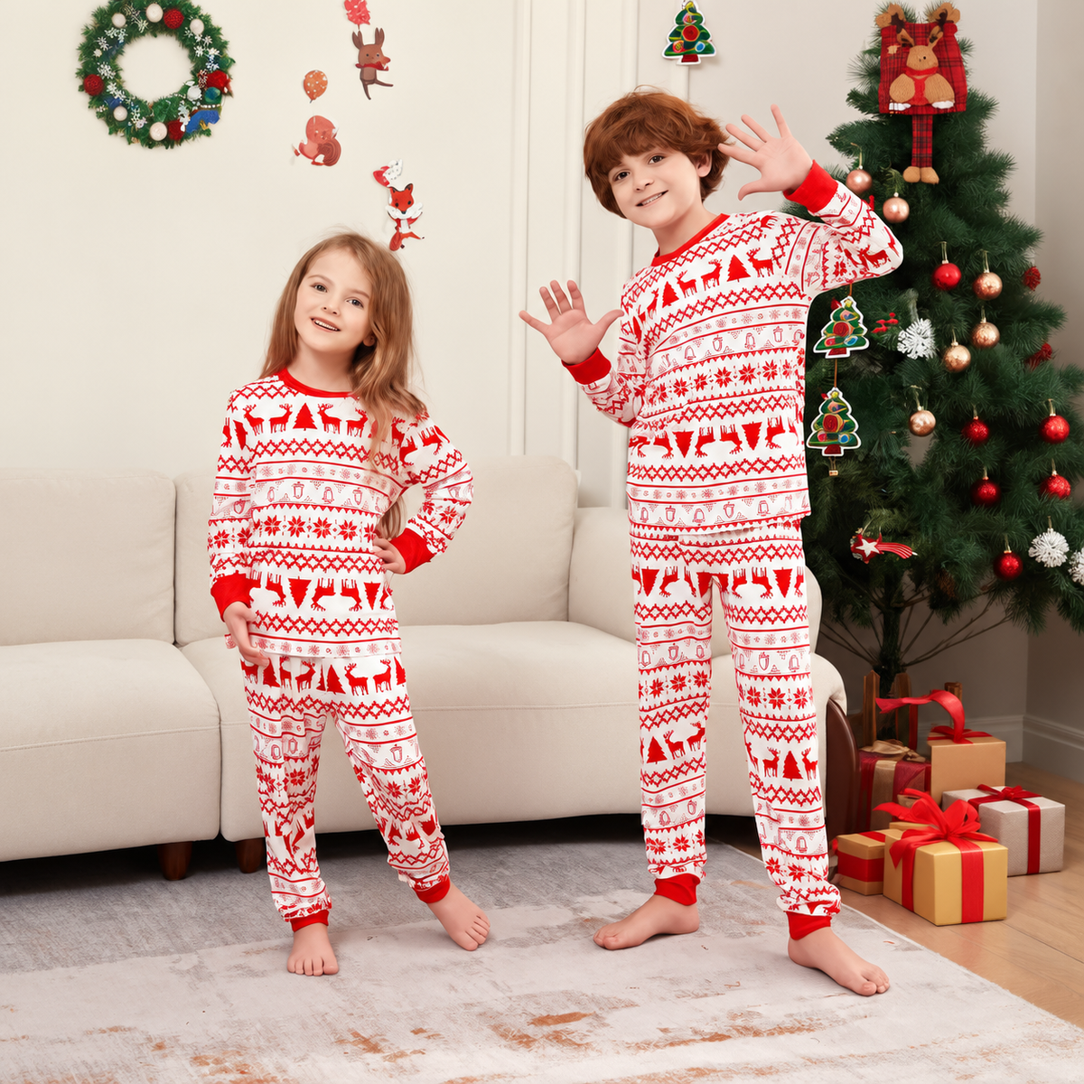 Christmas Reindeer Fair Isle Family Matching Christmas Pajamas