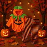 Halloween Pumpkin Fleece Romper Set for Babies & Toddlers
