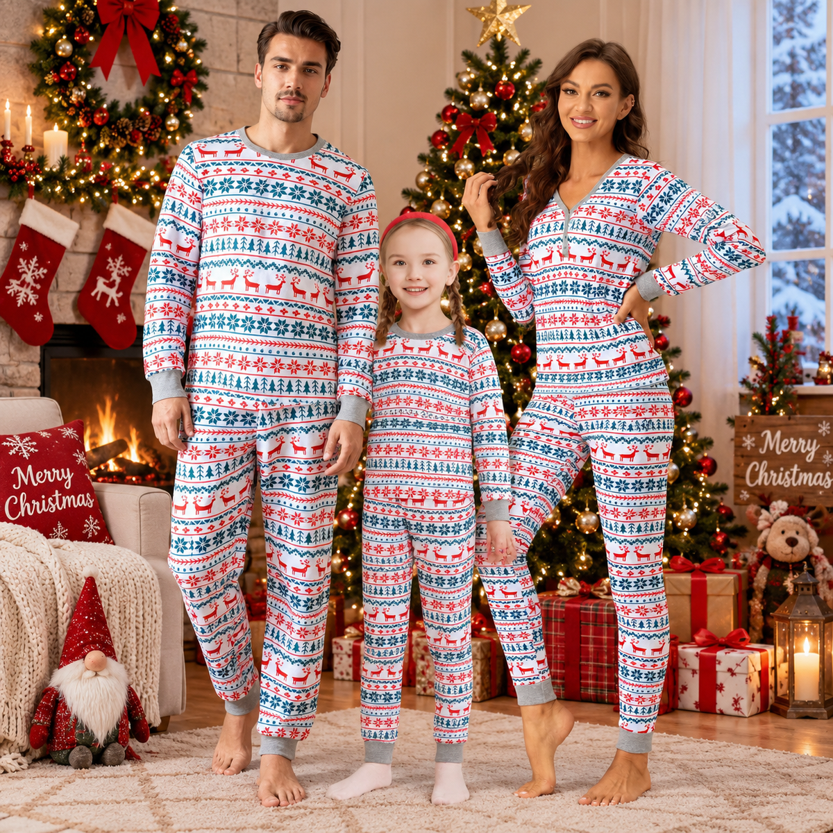 Reindeer & Snowflake Family Matching Christmas Pajamas