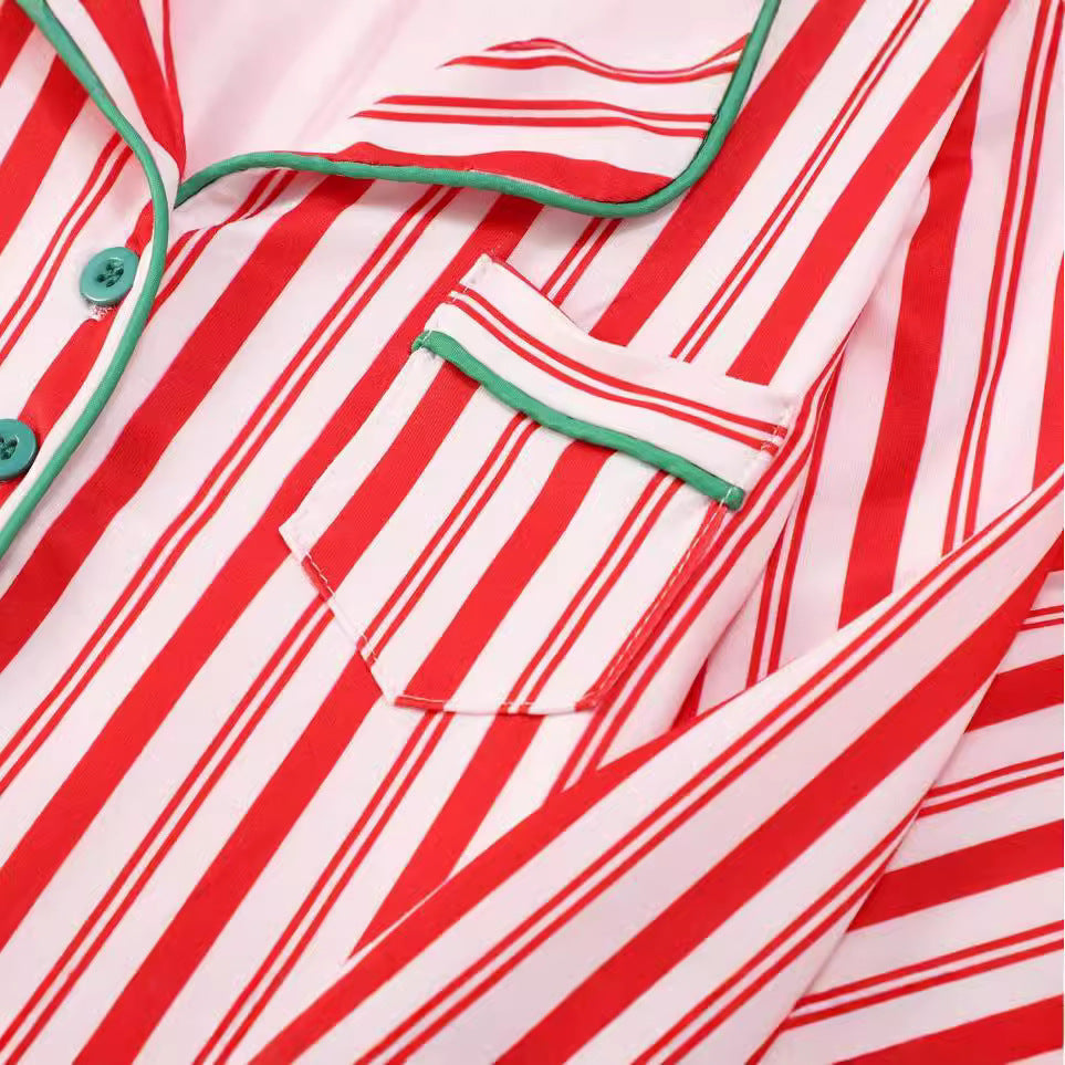 Red Vertical Stripes Family Matching Christmas Pajamas