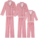 Red Vertical Stripes Family Matching Christmas Pajamas