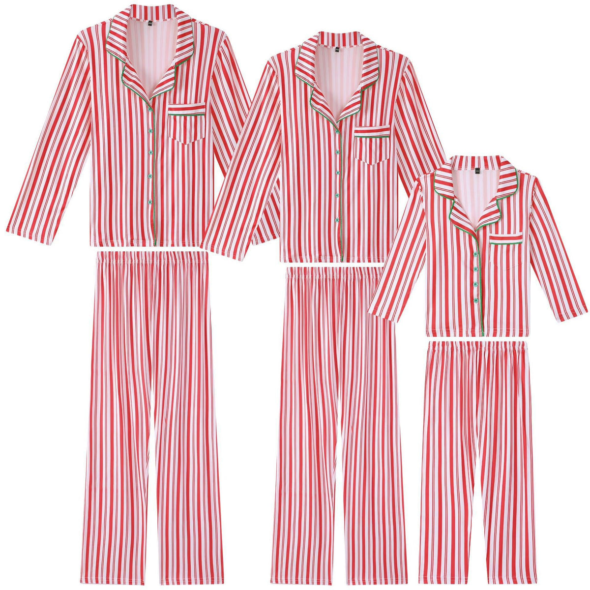 Red Vertical Stripes Family Matching Christmas Pajamas