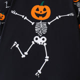 Skull & Pumpkin Print Long Sleeve Top & Pants Set