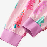 Girls' Pink Christmas Tree Print Pajama Set