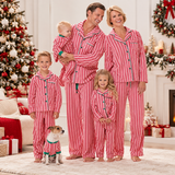 Red Vertical Stripes Family Matching Christmas Pajamas