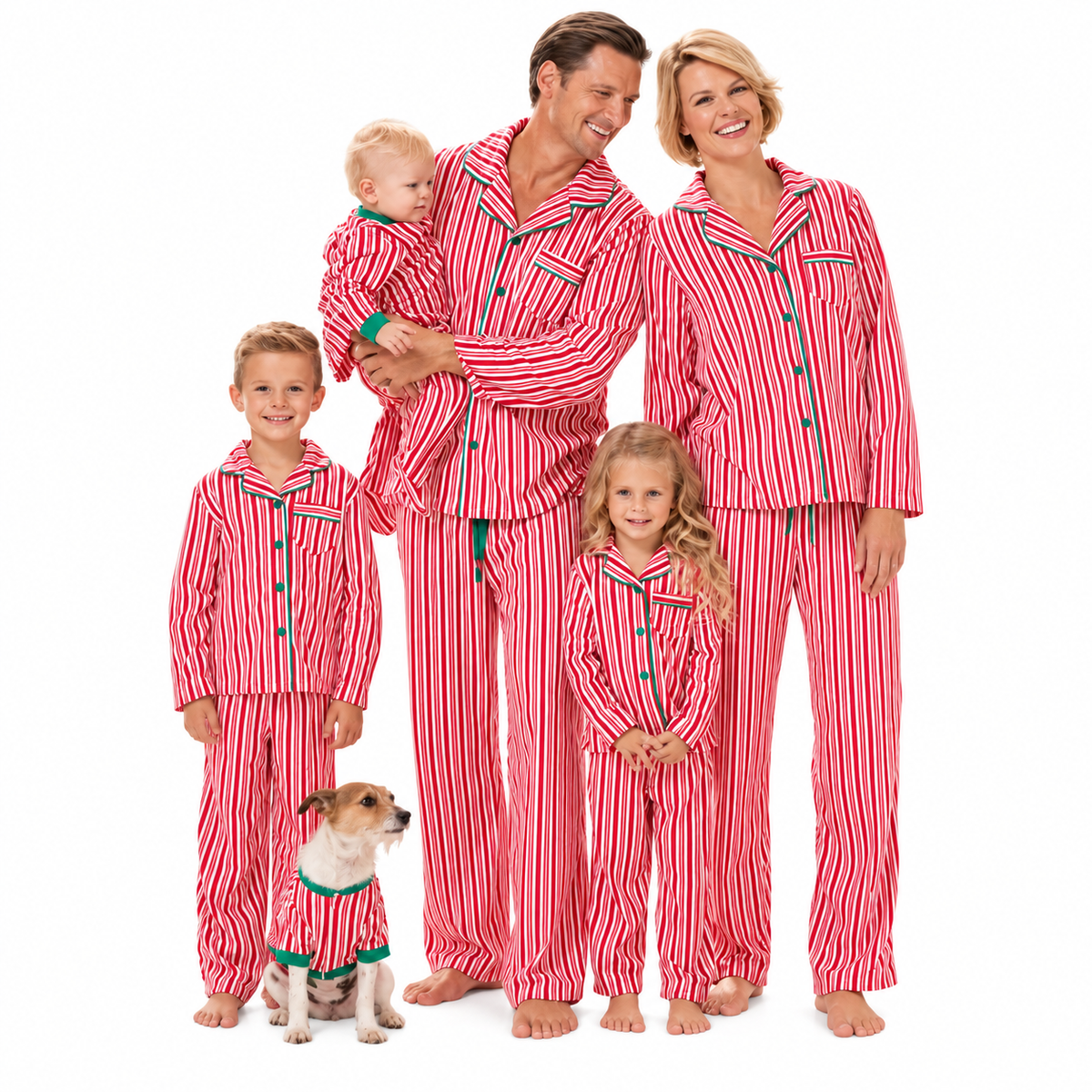 Red Vertical Stripes Family Matching Christmas Pajamas