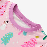 Girls' Pink Christmas Tree Print Pajama Set