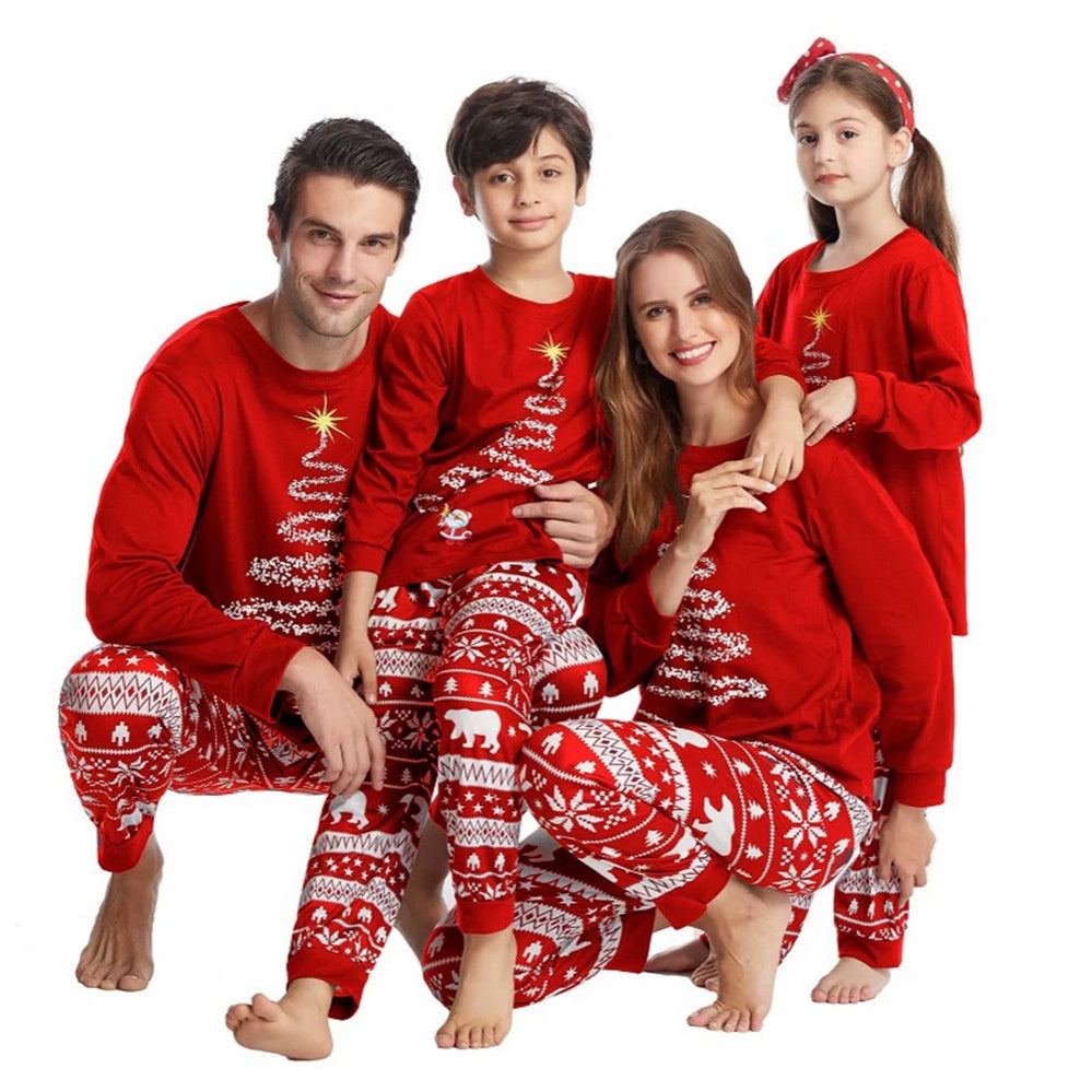 Navy Blue Christmas Tree Family Matching Christmas Pajamas