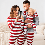 Wide White Red Stripes Family Matching Christmas Pajamas