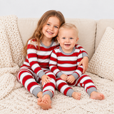 Wide White Red Stripes Family Matching Christmas Pajamas