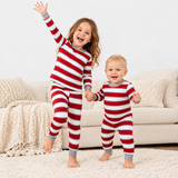 Wide White Red Stripes Family Matching Christmas Pajamas