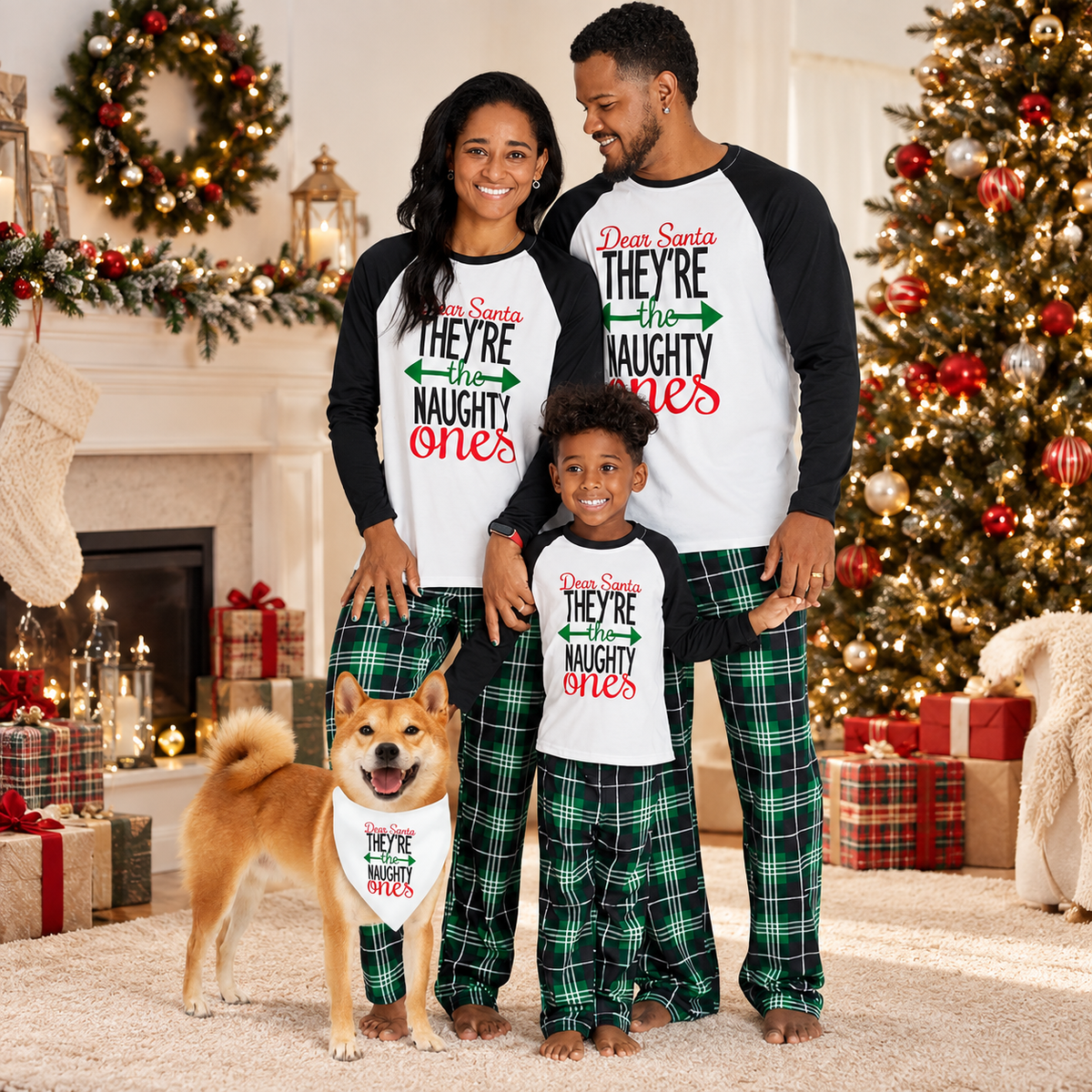 Dear Santa Naughty Ones Family Matching Pajamas