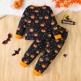 All-Over Pumpkin Print Long Sleeve Top & Pants Set