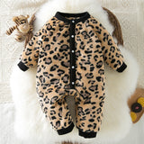 Fleece-Lined Long Sleeve Leopard Print Baby Bodysuit