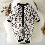 Fleece-Lined Long Sleeve Leopard Print Baby Bodysuit