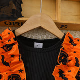 Pumpkin & Bat Print Tulle Princess Dress