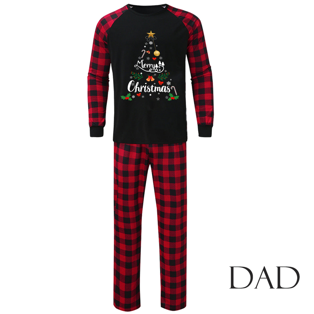 Red Plaid Christmas Tree Family Matching Christmas Pajamas for Adults, Kids & Pets