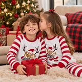 Christmas Reindeer Stripes Print Family Matching Christmas Pajamas