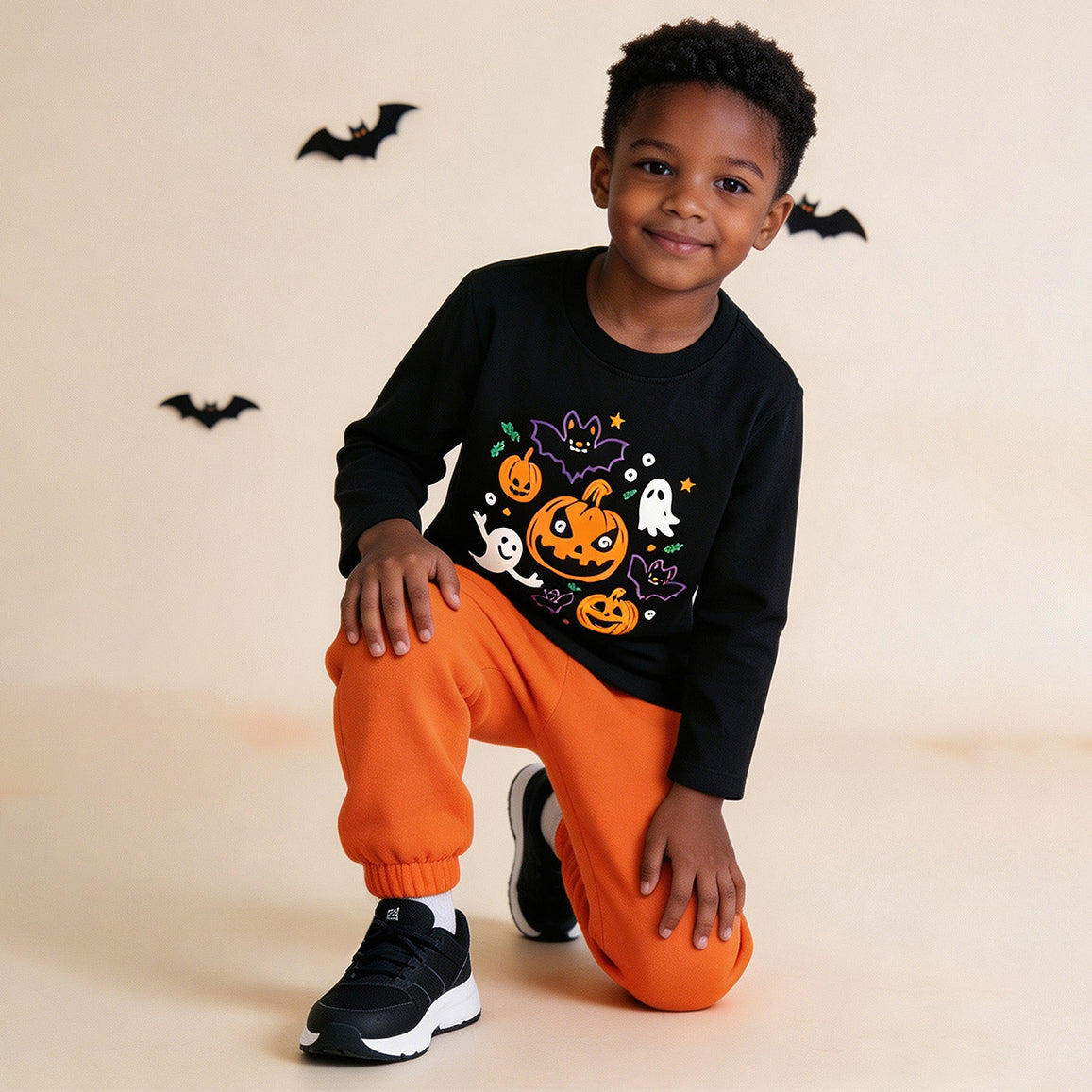 Glow-in-the-Dark Halloween Pumpkin Ghost Pullover Hoodie