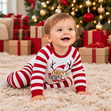Christmas Reindeer Stripes Print Family Matching Christmas Pajamas