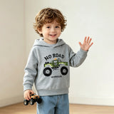 Boys' Car Print Hooded Long Sleeve Sweatshirt