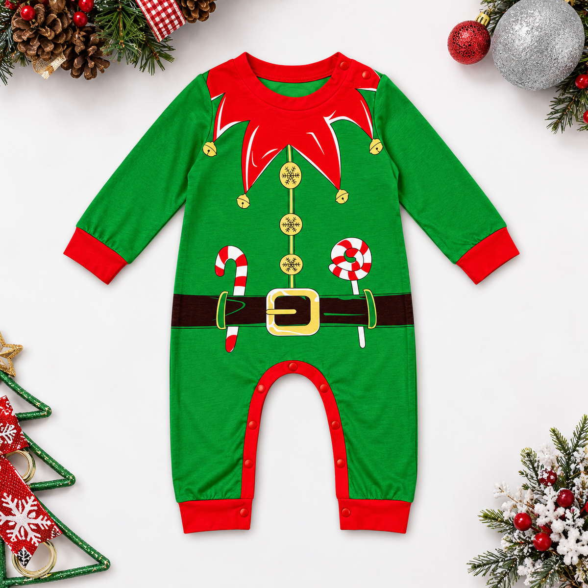 Festive Elf Family Matching Pajamas
