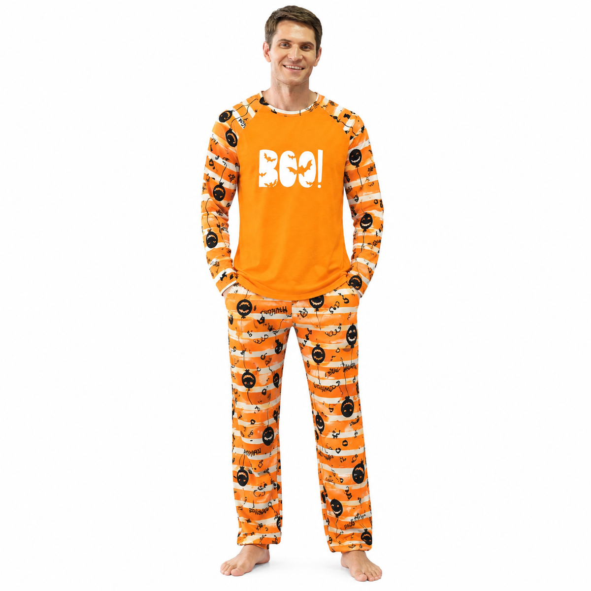 Orange Pumkins Pajamas Family Matching Halloween Pajamas
