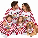 Christmas Reindeer Stripes Print Family Matching Christmas Pajamas